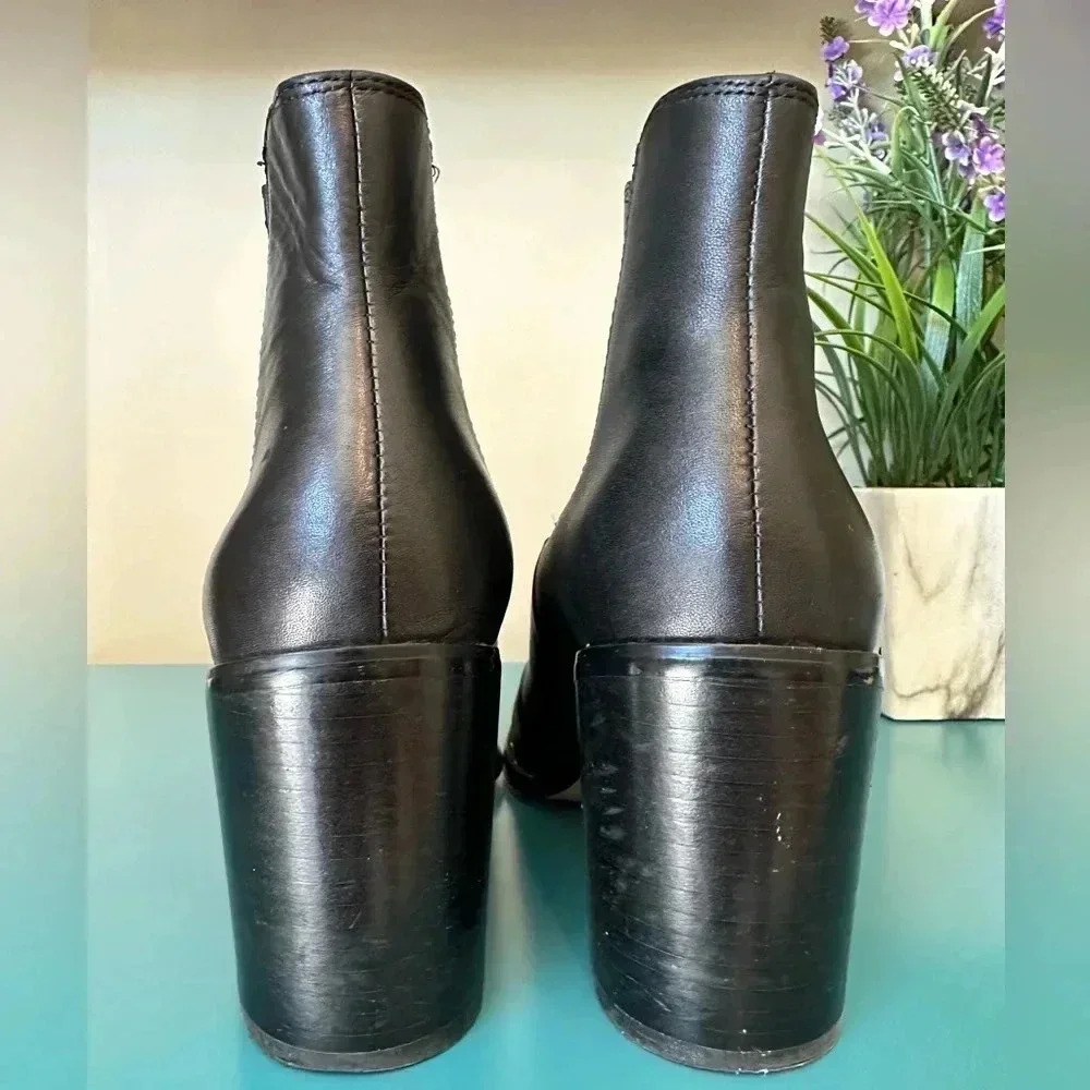 Renvy Debby Black Leather Stud Detail Block Heel Chelsea Boot - Picture 8 of 10